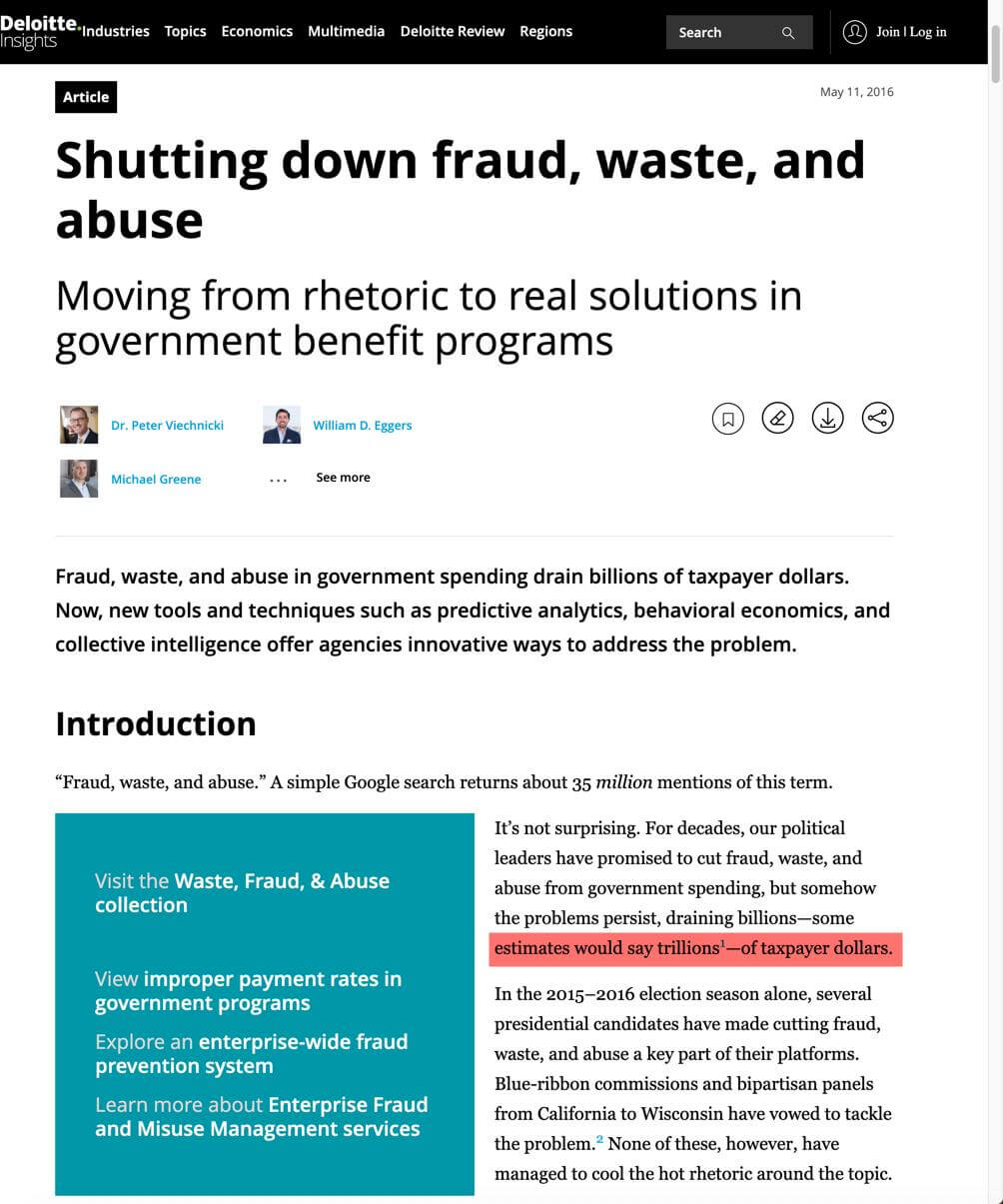 Deloitte's report on Fraud and Waste