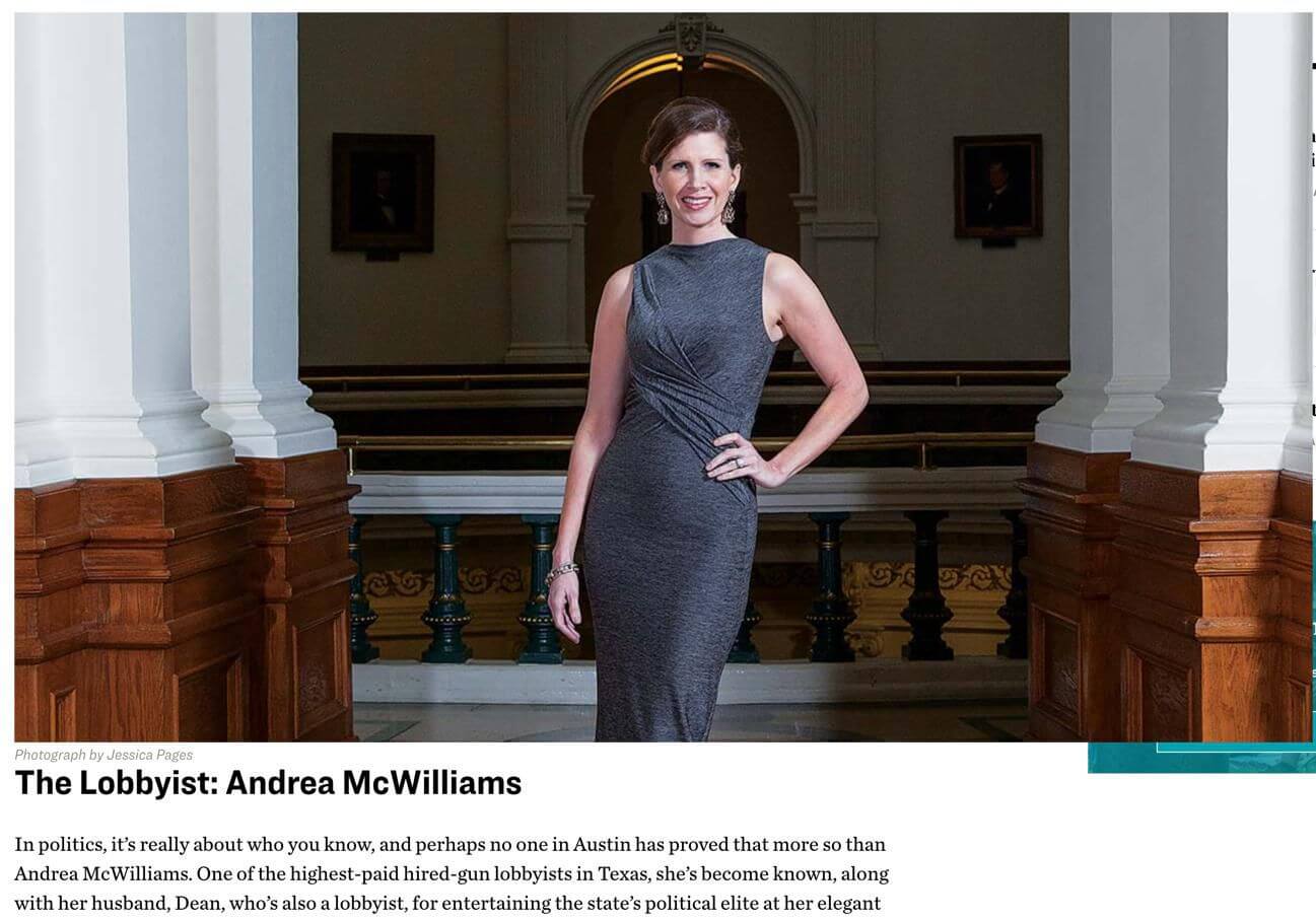 Andrea McWilliams has been selected as our rep in Texas